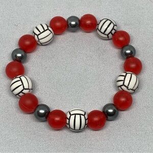 Volleyball Beaded Stretch Bracelet